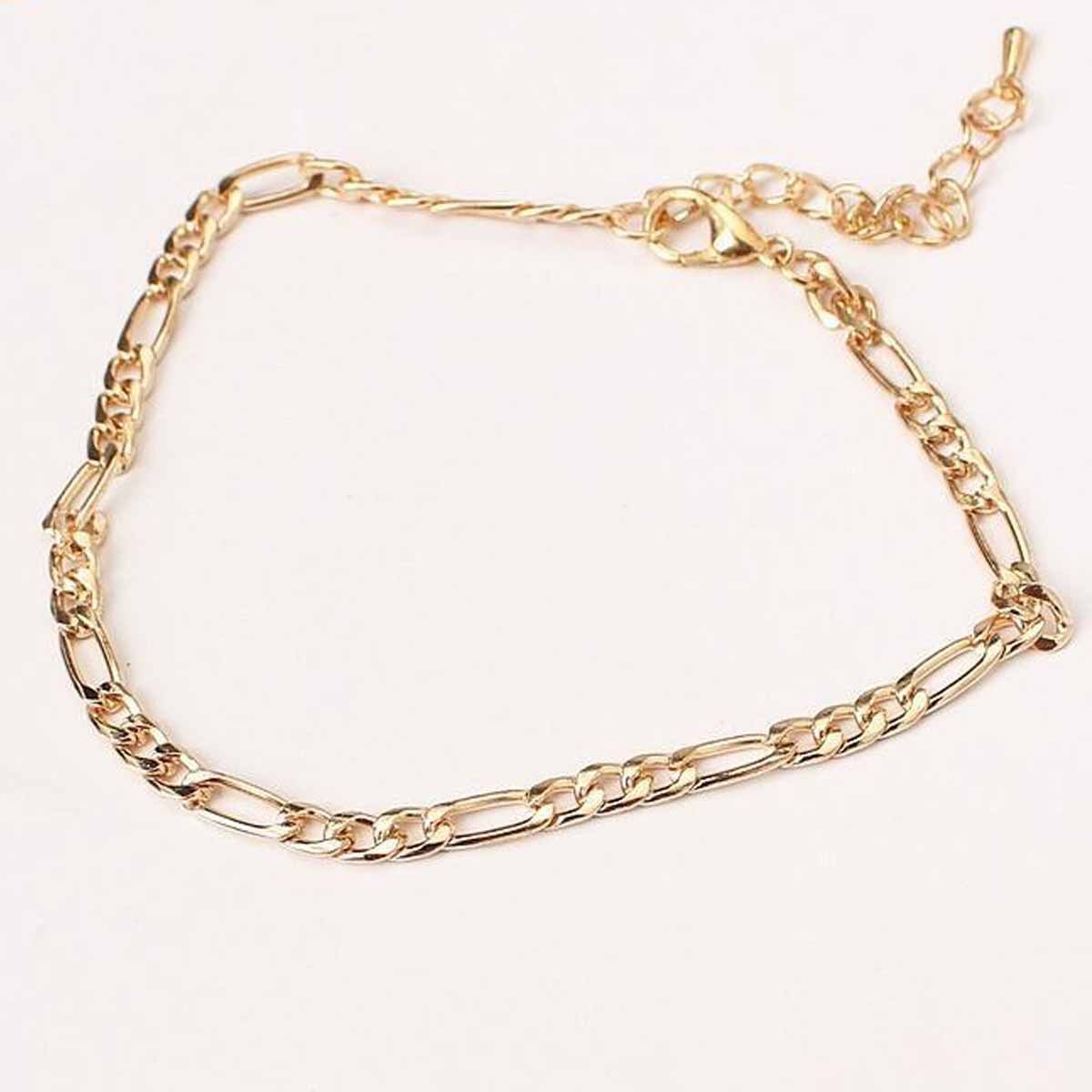 European and American foreign trade jewelry fashion simple versatile metal chain women's anklet is called naked chain
