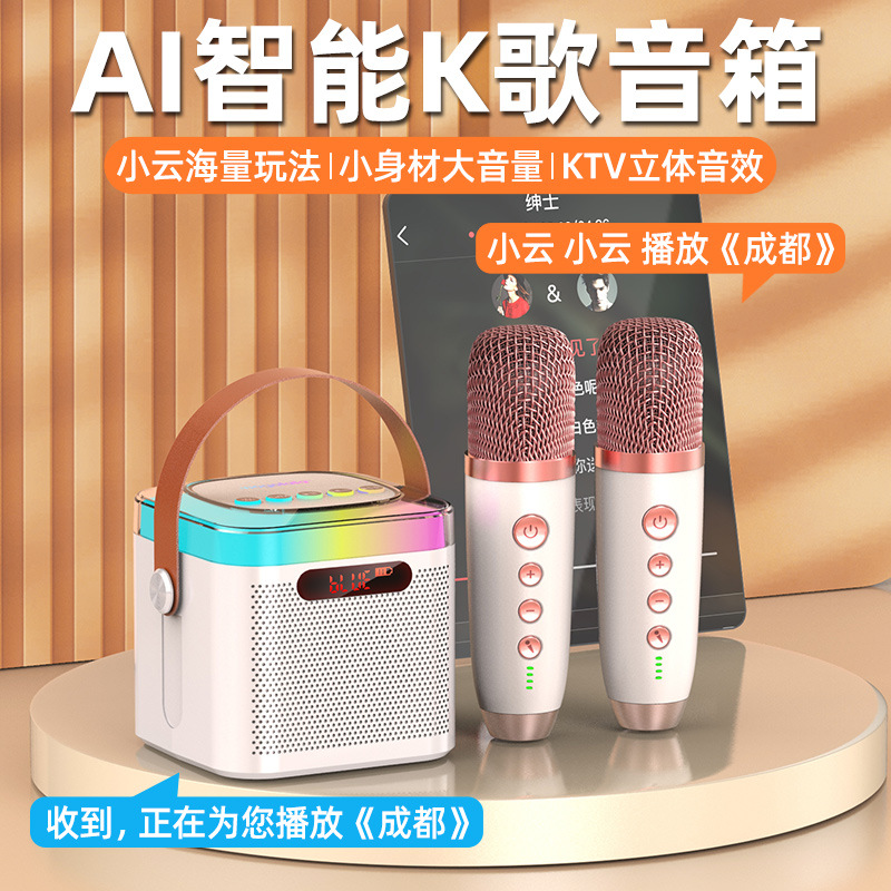 Microphone and Audio Integrated Home Set Portable Microphone Speaker Wireless Bluetooth National Karaoke Kidsren's Home Ktv