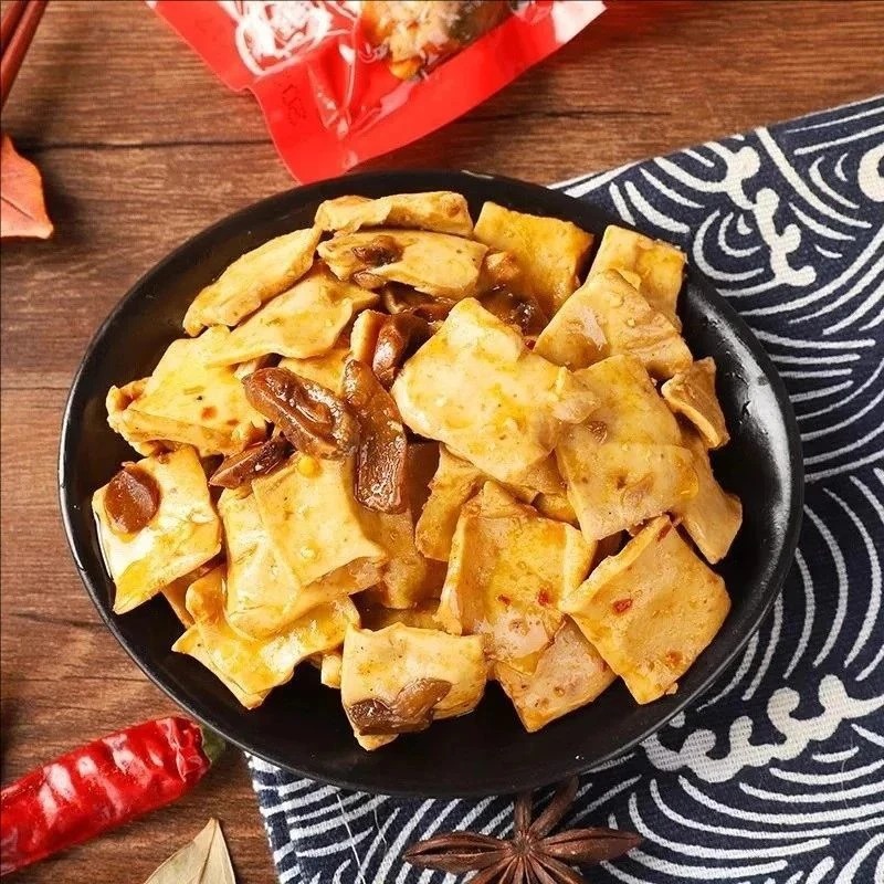 Shiitake Mushroom Dried Tofu, Five-Spice and Spicy Flavor, Individually Packaged, Satisfying and Delicious Dormitory Snacks, Ready-To-Eat for Binge-Watching