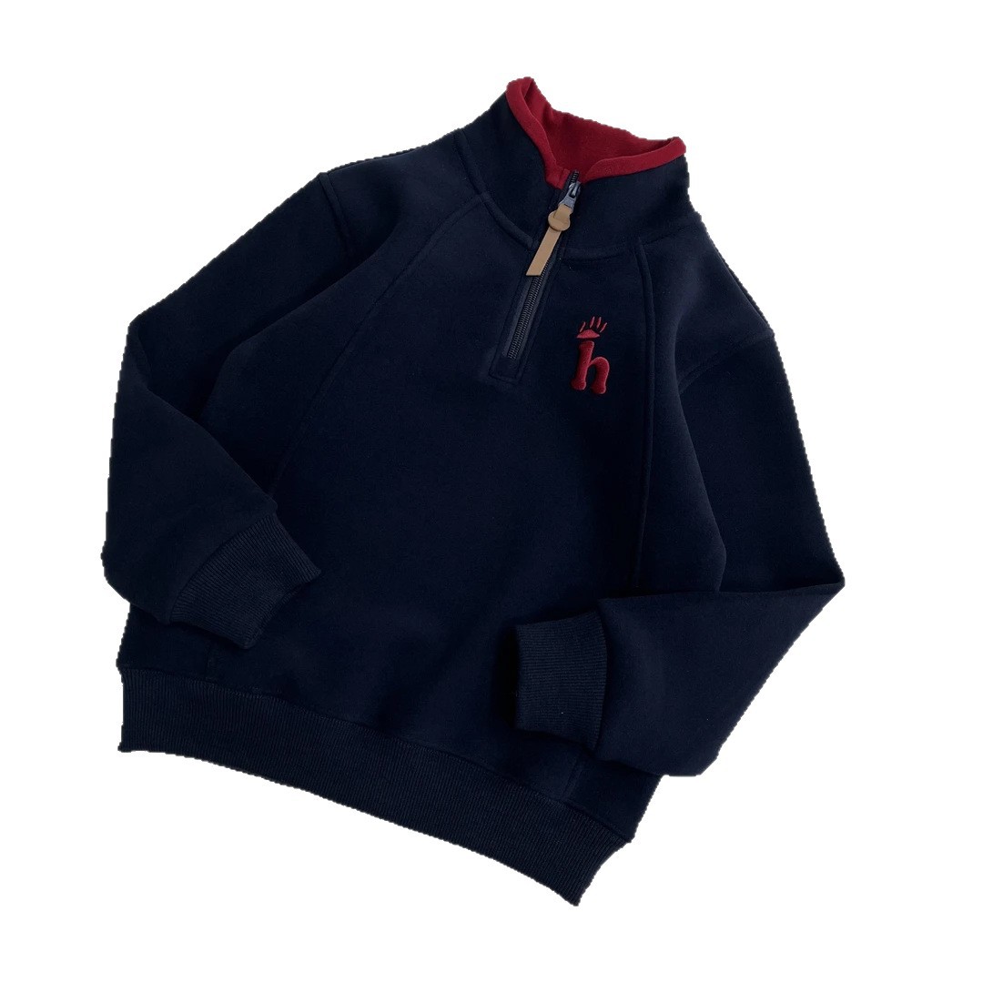 [Fleece] Double-Sided Mousse Velvet Autum Zipper Family Sweatshirt Boys and Girls Warm Tops K-Style