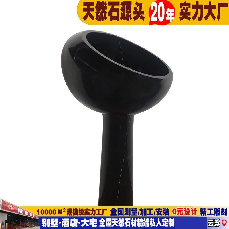 Dunhuang Stone Natural Marble Column Type Washbasin Integrated Bathroom Hotel Washbasin Designer Model