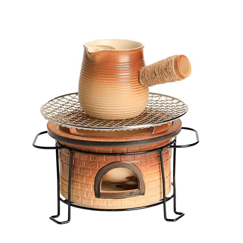 Cone stove tea pot tea outdoor barbecue oven tea maker edge stove charcoal stove roasting milk tea pot baking stove suit