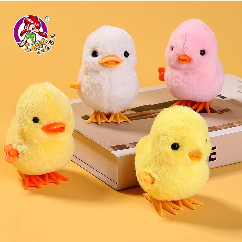 Lejier Jumping Chicken Clockwork Toy Artificial Plush Jumping Duck Interactive Toy Small Animal Kidsren's Birthday Gift