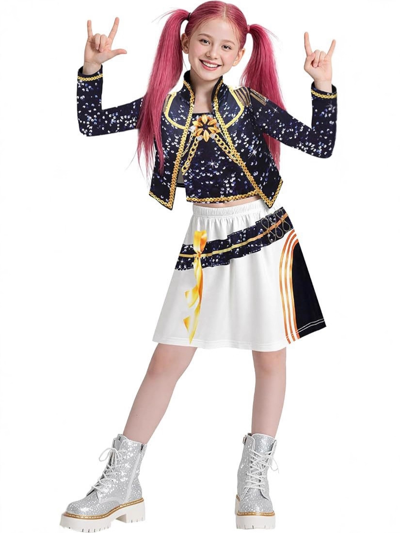 Cross-Border New K-Pop K-Pop Hunter Girl Group Cos Clothing Mirazoi Lumi Black Leather 3D Digital Printing Clothing