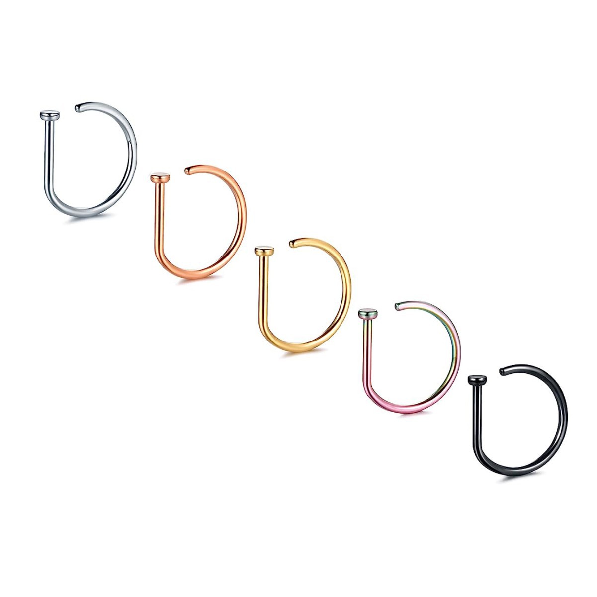 Cross-border e-commerce source stainless steel C- shaped D-shaped stainless steel fake nose ring jewelry nose ring fish hook-shaped non-perforated lip ring