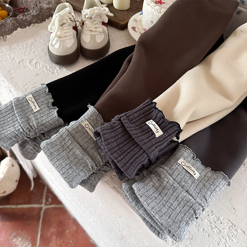 Xie Jinmao Children's Clothing Girls' Fleece-Lined Thick Leggings A-Class Autumn and Winter New Children's Integrated Fleece Pants for Outerwear Long Pants
