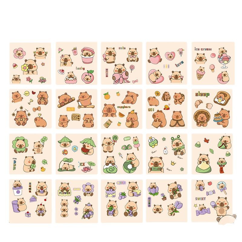 Kapibala Handbook Sticker Cartoon Capybara Pet Student DIY Sticker Waterproof Water Cup Mobile Phone Case Paste Handbook