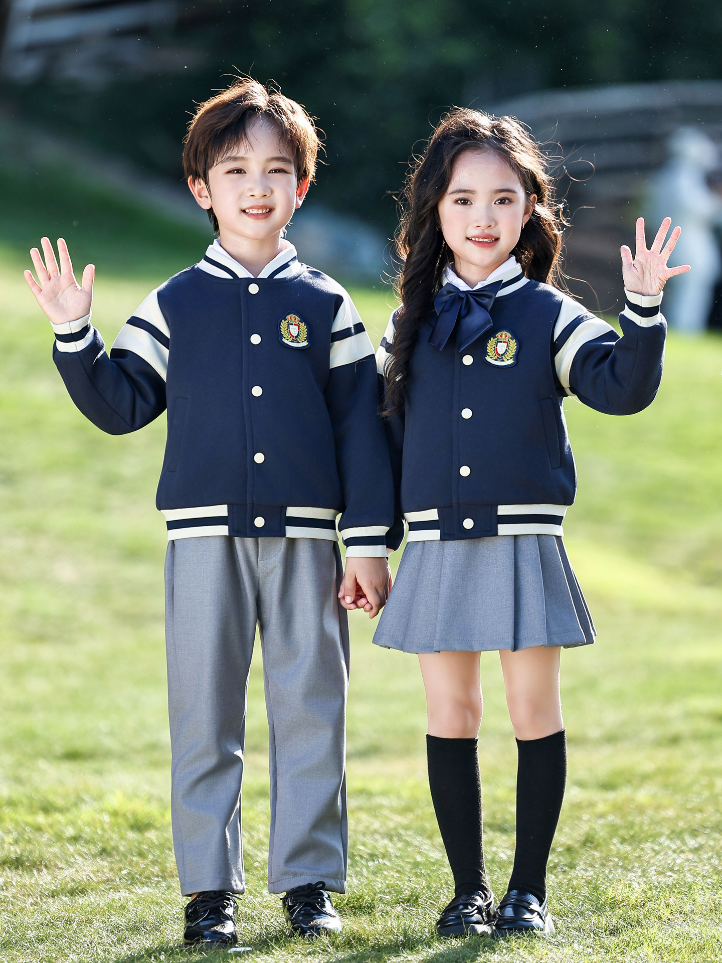 Kindergarten Uniforms, Spring and Autum Three-Piece Baseball Uniforms, Primary School Student Class Uniforms, Autum Preppy Style Kidsren's School Uniforms