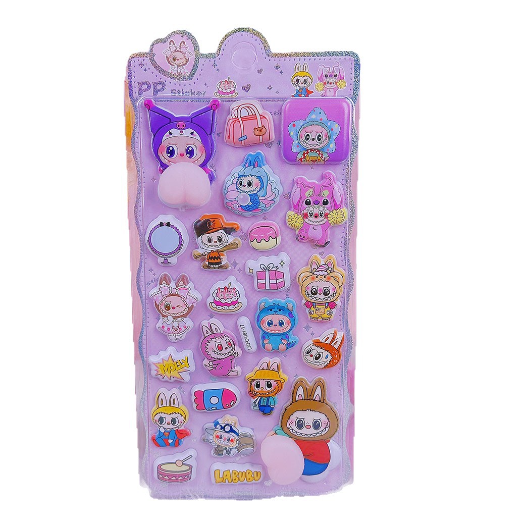 Cartoon Stress Relief Butt Stickers 3D Stickers for Children 3D Jelly Stickers for Girls Non-Toxic Odorless Adhesive Floating Stickers