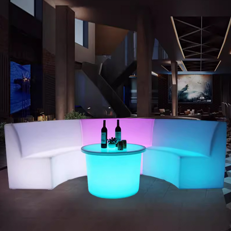 Bar creative led light-emitting coffee table curved sofa stool card holder table and chair combination net red light-emitting furniture stool