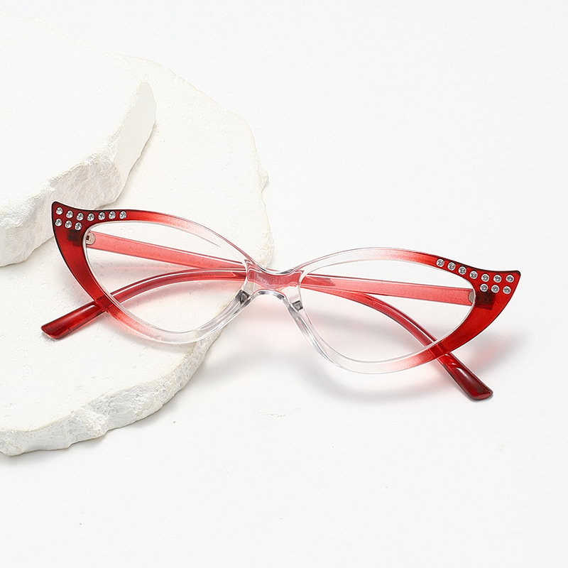 Cat-Eye Diamond-Encrusted European and American Style Reading Glasses Metal Hinge Texture High-Definition Reading Glasses Women's Reading Glasses 896
