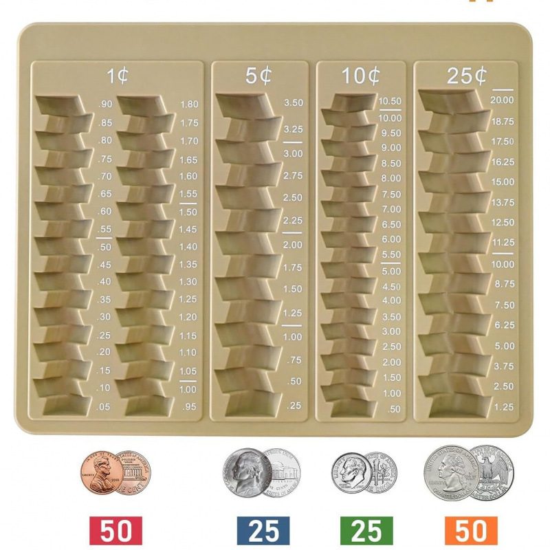 Coin Counter Tray-Coin Sorting Tray Suitable for Us Dollars