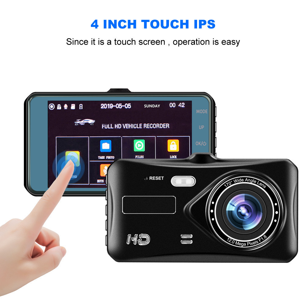 H301 HD 4 inch 2.5D touch double recording cross-border car black box dvr with WiFi APP mobile phone