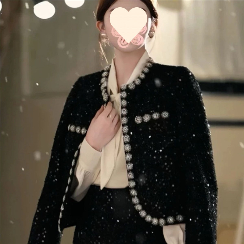 French-Style Chanel-Inspired Heavy-Duty Spring and Autumn Jacket with Beads, 2025 New Short High-End Versatile Light Luxury Top