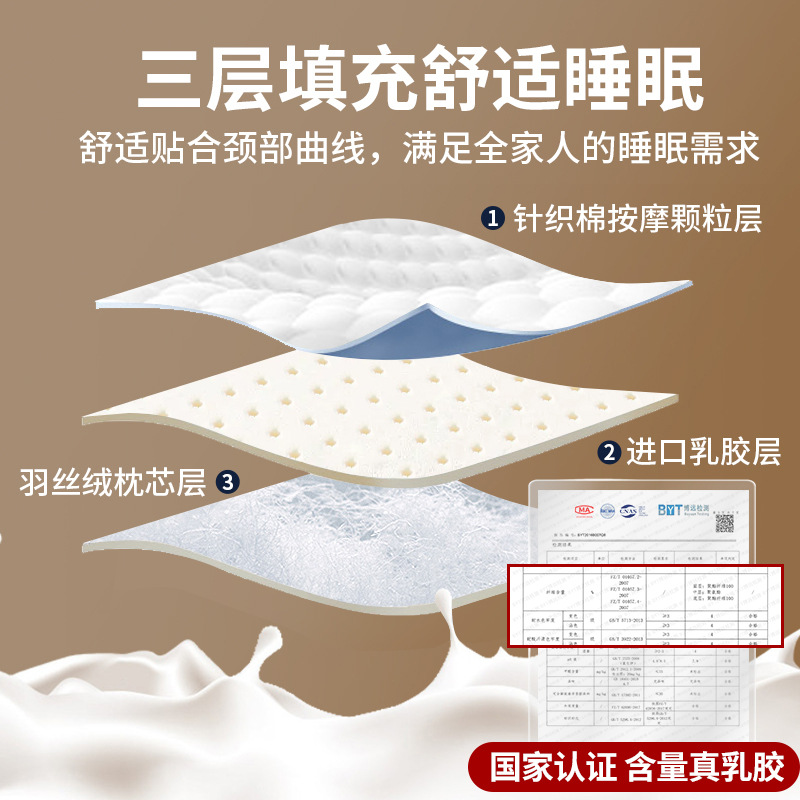 A Pair of Thai Latex Pillows for Home Use Natural Rubber Single Dormitory Student Cervical Spine Pillow Core to Help Sleep