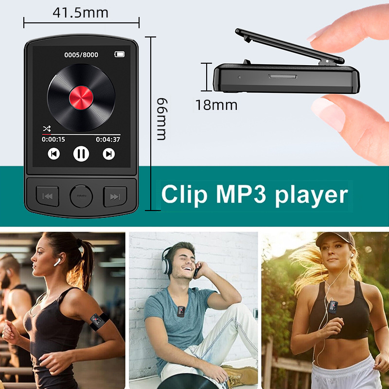 (Private model) factory wholesale sports back Clip MP3/MP4 recording 1.8-inch large screen Bluetooth sports clip FM