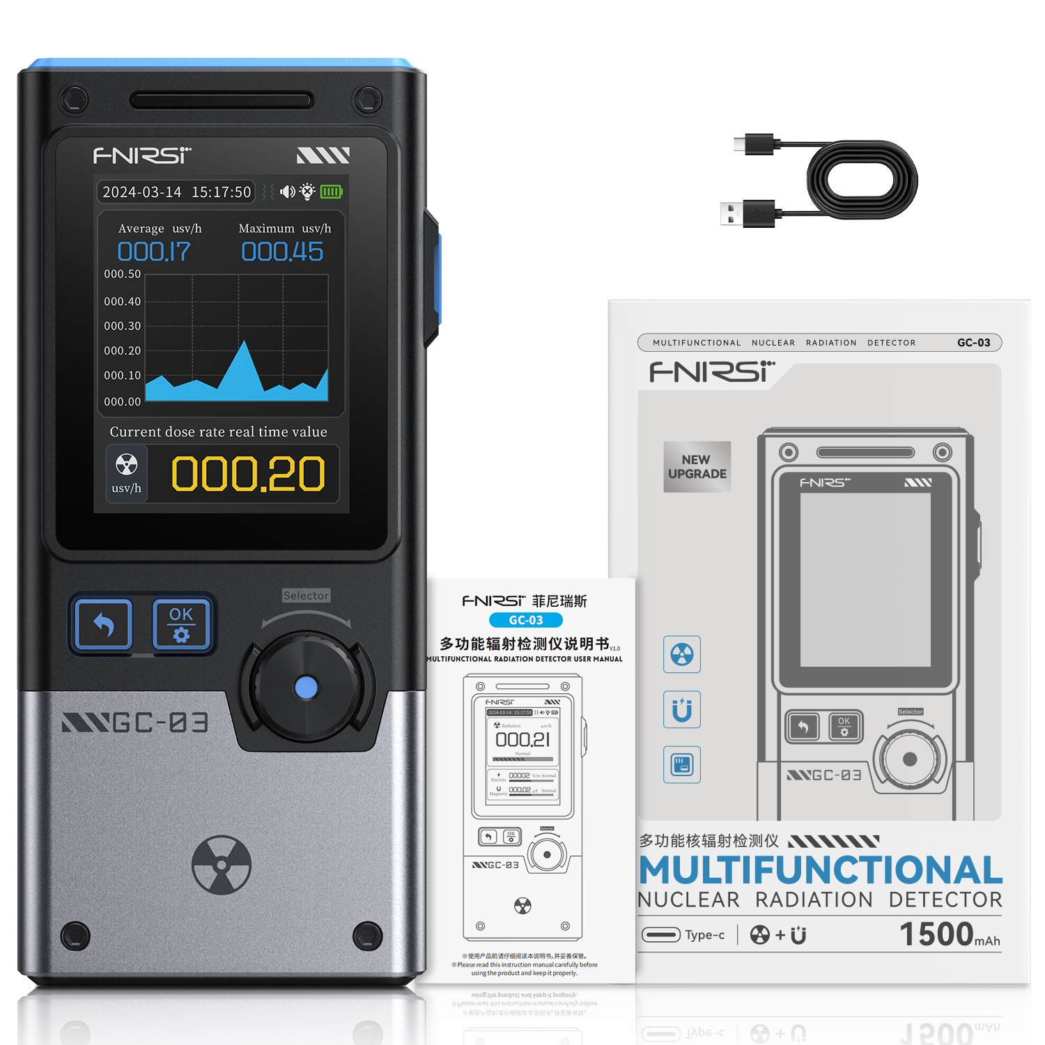 Gc-03 Electromagnetic Nuclear Radiation Detector Household Professional Radioactive Ray Personal Dose Geiger Counter