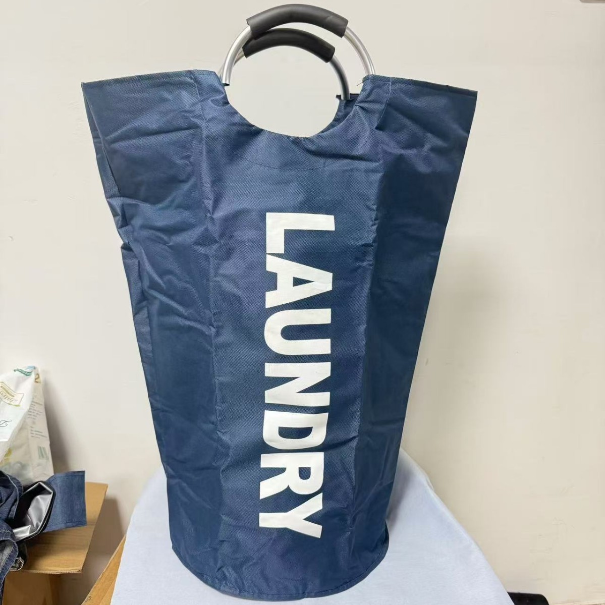 Cross-Border Home Large-Capacity Clothing Storage Bag Oxford Cloth Laundry Bag Basket Aluminum Toy Storage Basket Dirty Clothes Basket