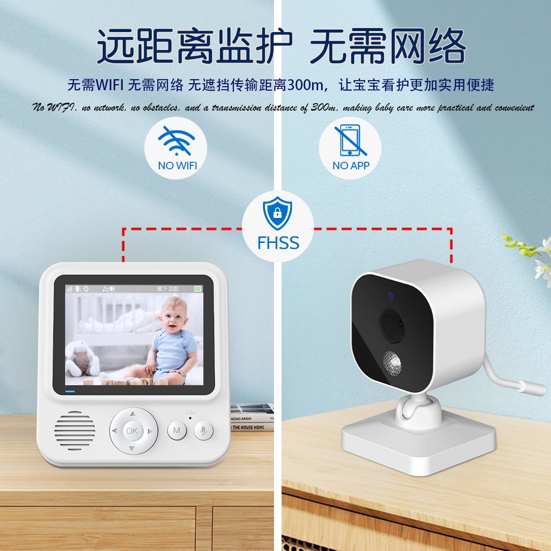 2025Abm900720P Video 2.8inch Cry Sounds Alert Baby Monitor Infrared Night Vision Visual