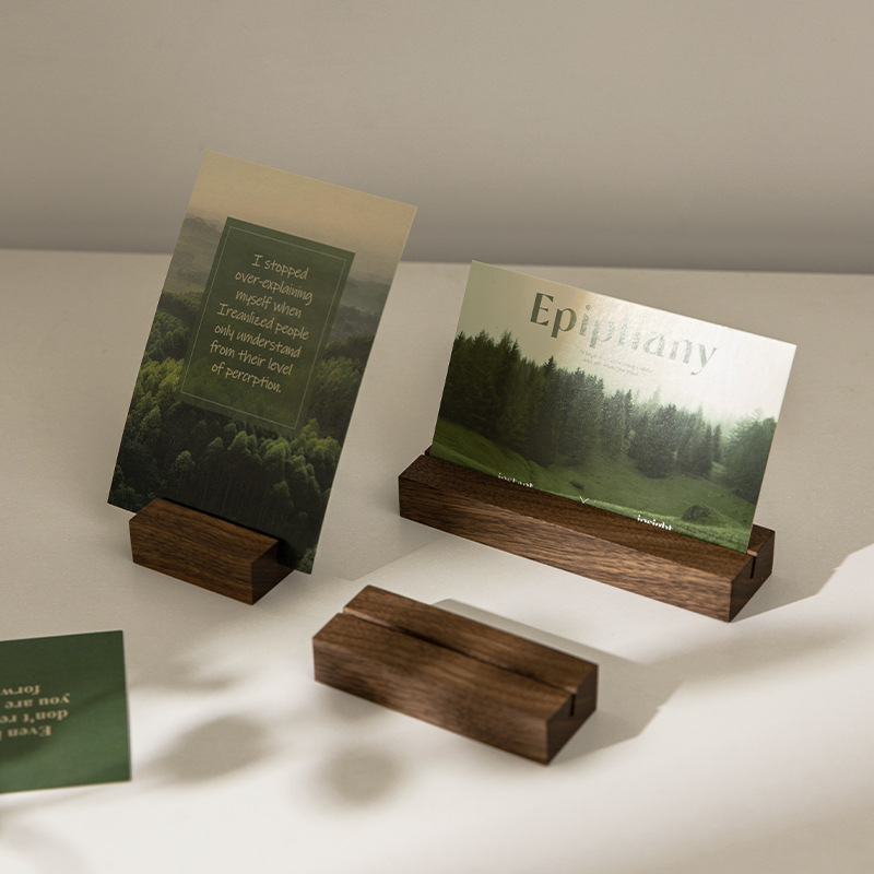 in stock walnut desk calendar base desktop postcard business card solid wood base wholesale note base can print logo