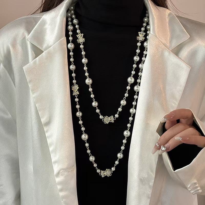 Shijia Pearl Necklace Overlapping Design All-match sweater chain French fashion elegant luxury high-end clothing accessories