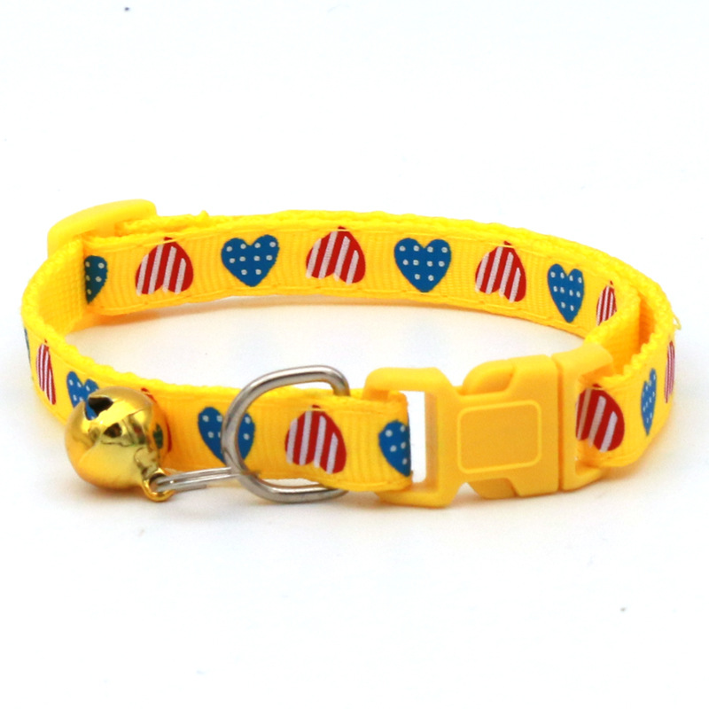 New two-color twill love pet bell collar dog cat collar collar pet supplies wholesale