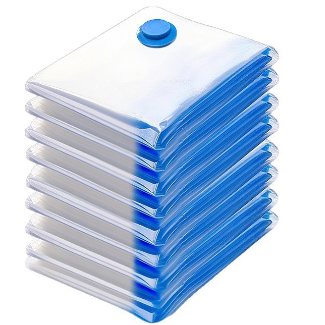 Amazon Cross-Border Transparent Blue Vacuum Compression Bag Storage Bag Hand-Rolled Vacuum Travel down Jacket Quilt Moving