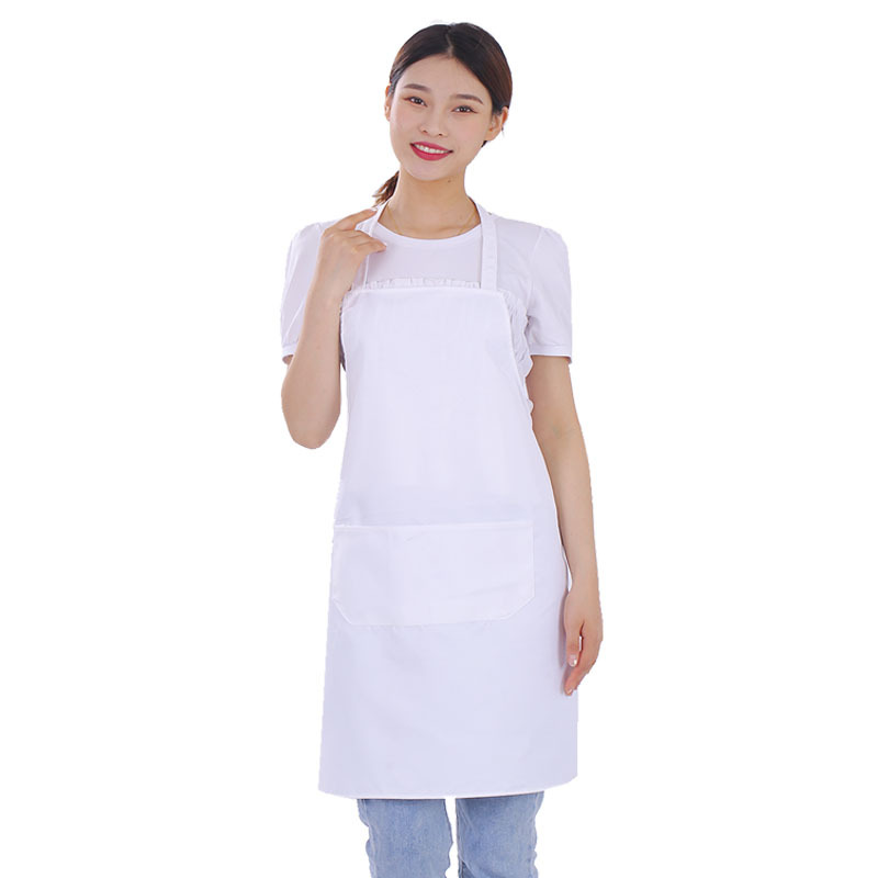 White sleeveless overalls solid color printing waterproof apron black food hotel kitchen waist advertising logo