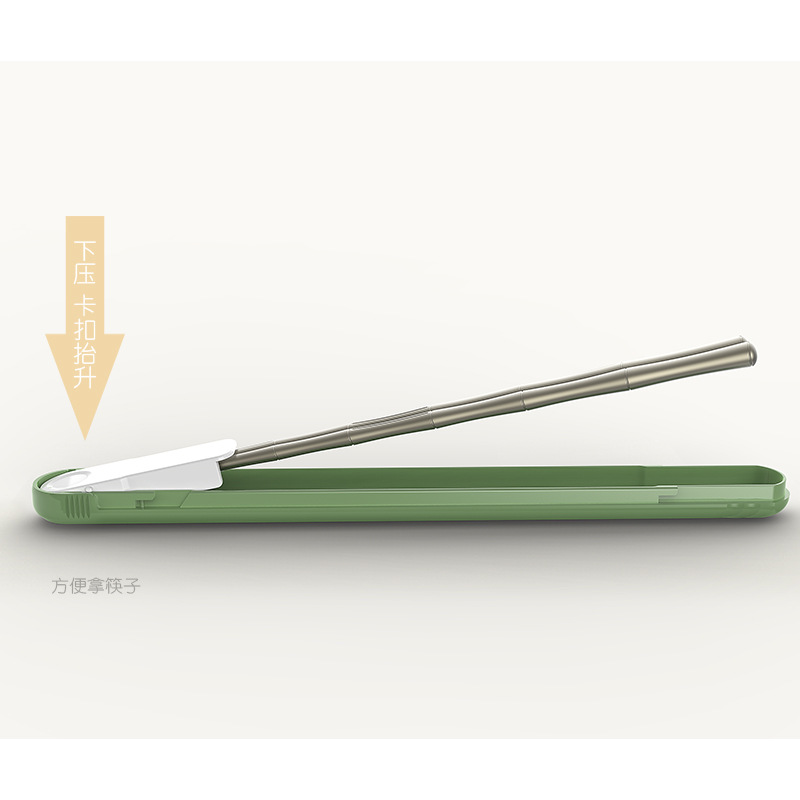 Chopsticks box mute ABS food grade portable stainless steel chopsticks storage box outdoor drop-resistant transparent single and double chopsticks box