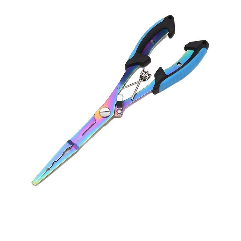 Stainless steel open-loop fishing line ribbon-cutting titanium two-color fishing tongs multi-function fishing scissors luya scissors luya tongs