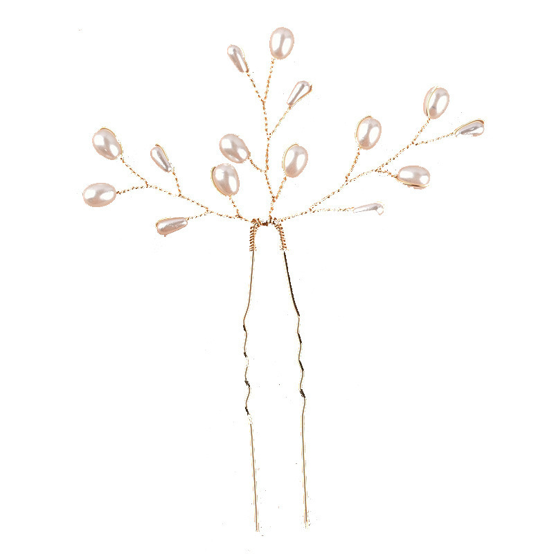 Korean Style New Arrival Handmade Pearl Hair Fork Bride Simple Beautiful Hair Accessories Hairpin Beaded Pearl Gold silver Hair Accessories