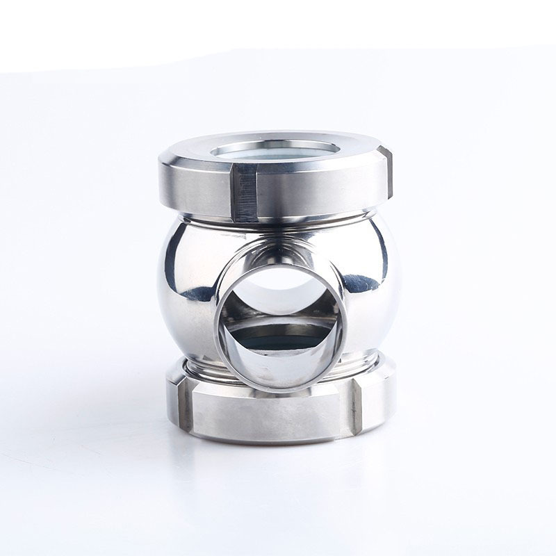 Sanitary Four-Way Sight Glass 304 Stainless Steel Welded Cross-Type Sight Cup Butt-Welded Union Pipe Observation Window Hole