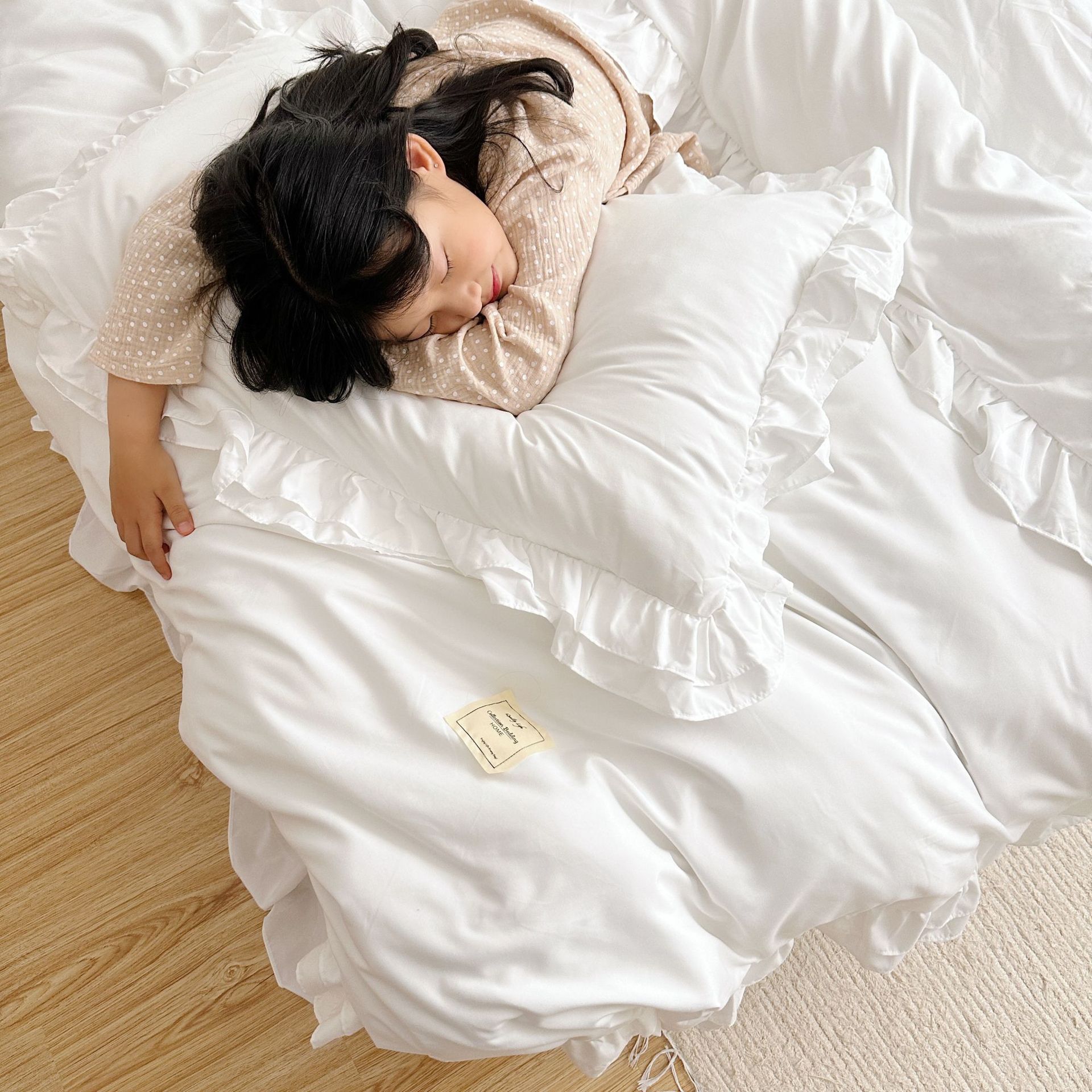 Cross-border Japanese size cross-border for Korean version of simple atmosphere fashion flounces washed cotton four-piece multi-color