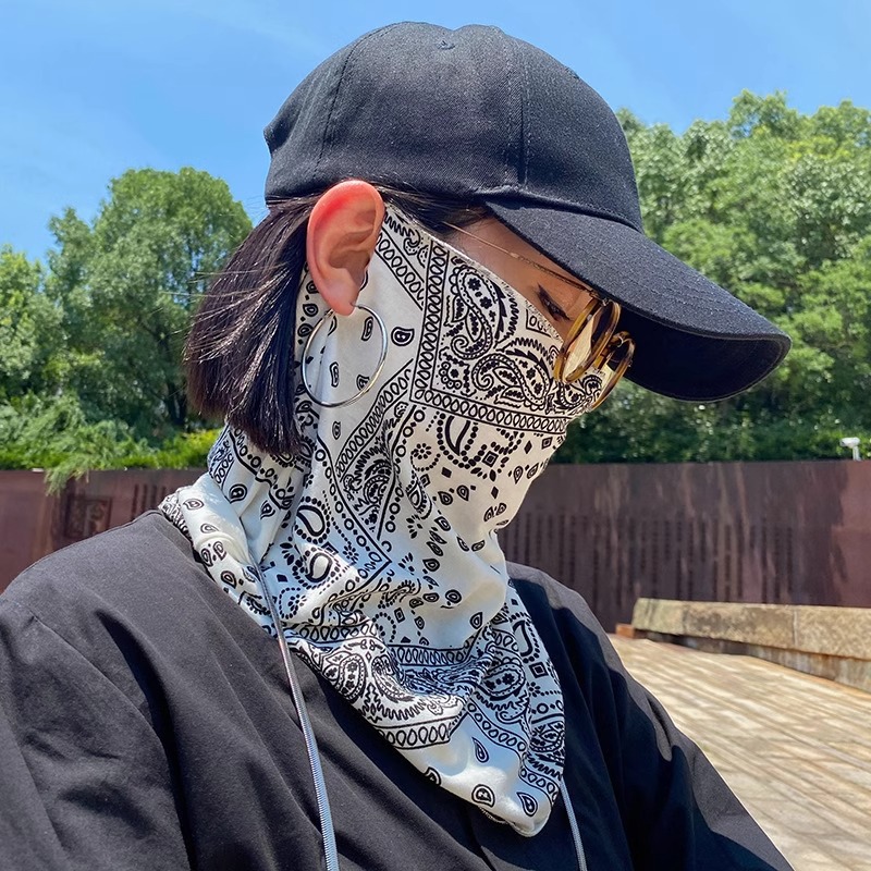 Ear-hanging sun protection mask men's full face sun protection outdoor neck protection riding face towel motorcycle female neck sun protection face cover veil