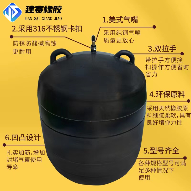 Pipe water blocking airbag water closing experiment rubber airbag municipal pipe network sewage leak blocking leather bag binaural thickening
