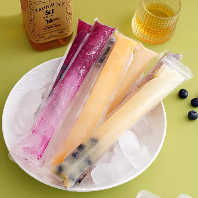 Homemade Popsicle Ice Bag Long Bar Fruit Juice Popsicle Ice Bag Family Disposable Popsicle Packaging Bag Self-sealing Pocket