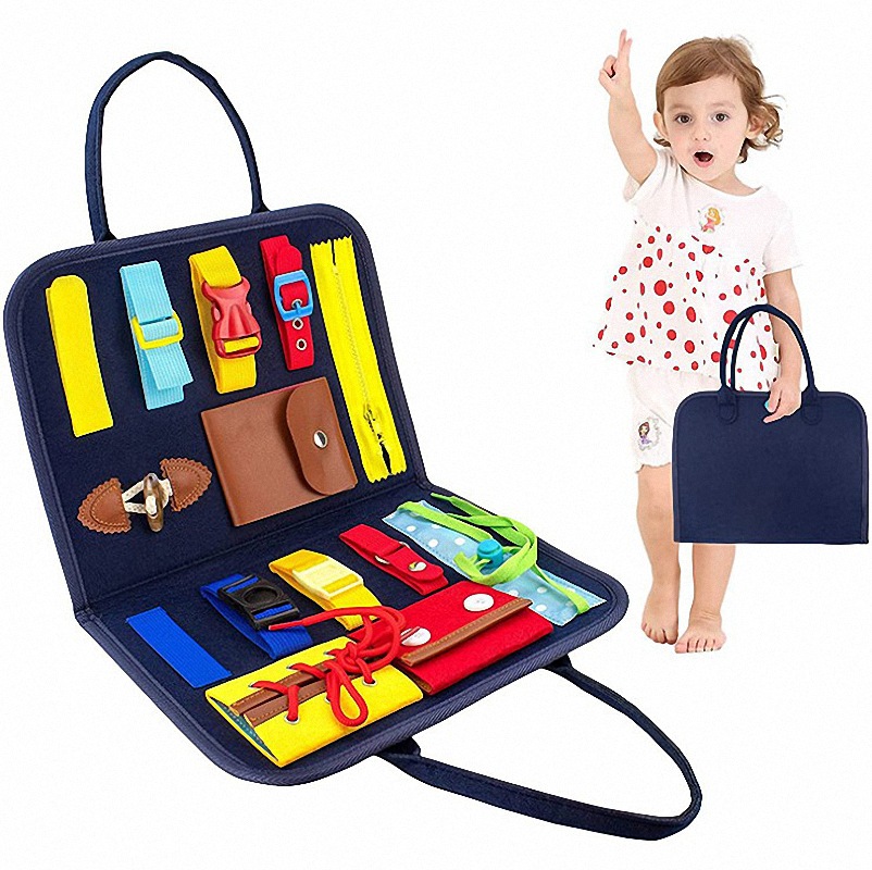 Cross-border Felt Dressing Board Children's Intelligence Toy Learning Board Early Education Maternal and Infant Toy Handbag Busy Board
