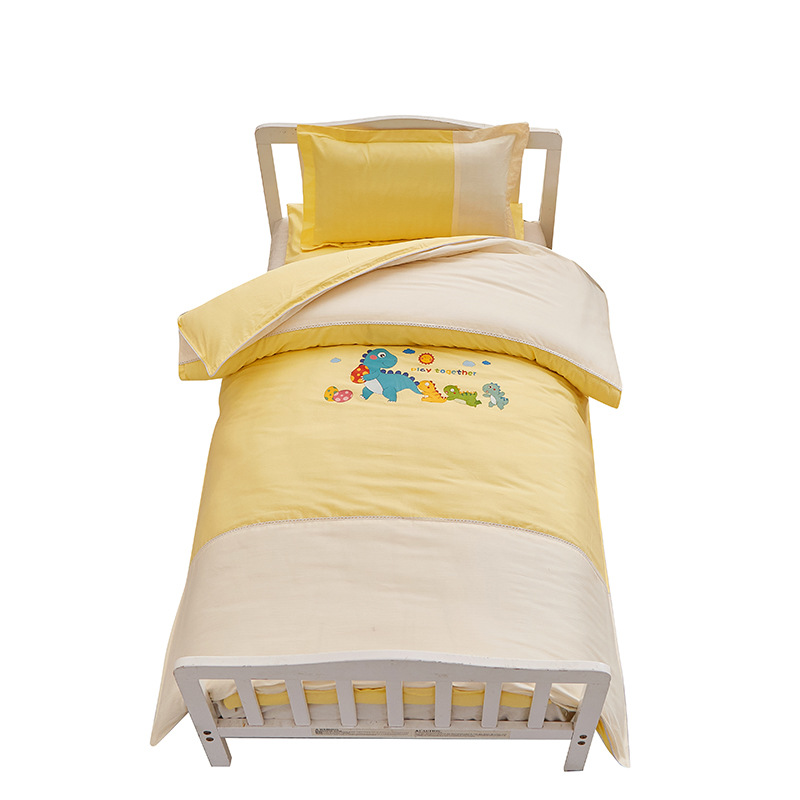 Stitching Embroidery Solid Color Printing Kindergarten Three-piece Set Six-piece Set Pure Cotton Loving Style Kindergarten Bedding Kit