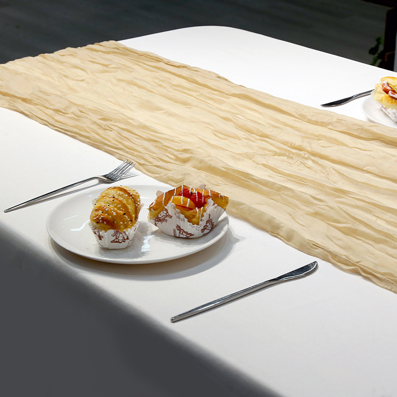 Cross-border silk yarn pleated cheese stripe Halloween Christmas table runner wedding wedding party American crepe tablecloth