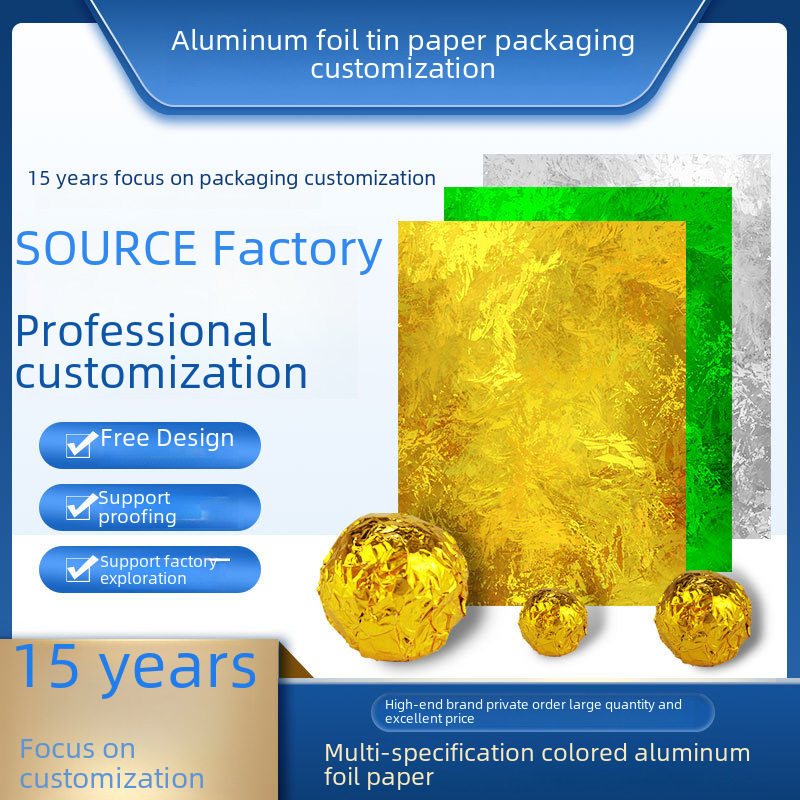 Color Tin Paper Chocolate Candy Aluminum Film Wrapping Paper Tea Cigarette Aluminum Foil Printing Composite Paper Golden Tin Foil Paper