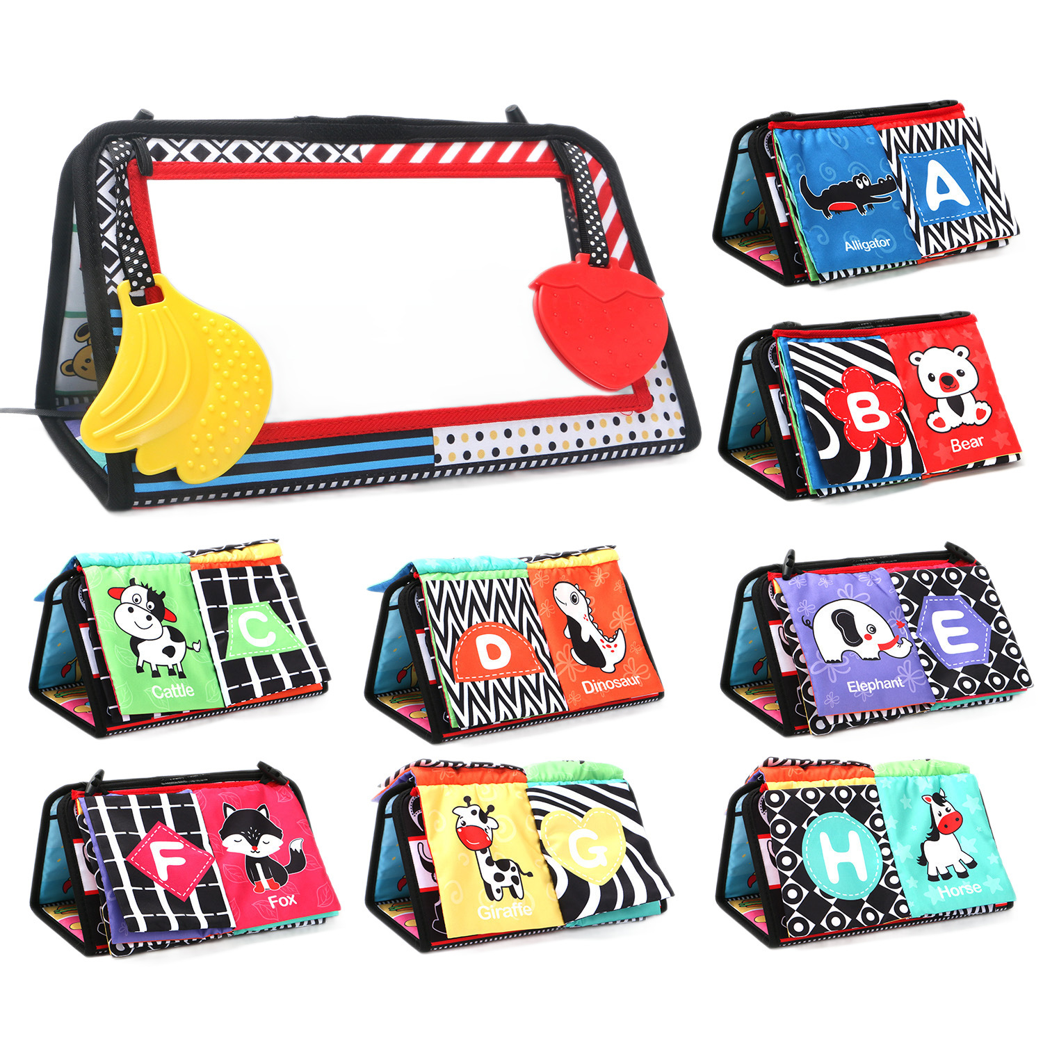 Aipinqi Children's Desk Calendar Cloth Book with Funny Mirror Animal Enlightenment Early Education Amazon Sound Chewable Pendant