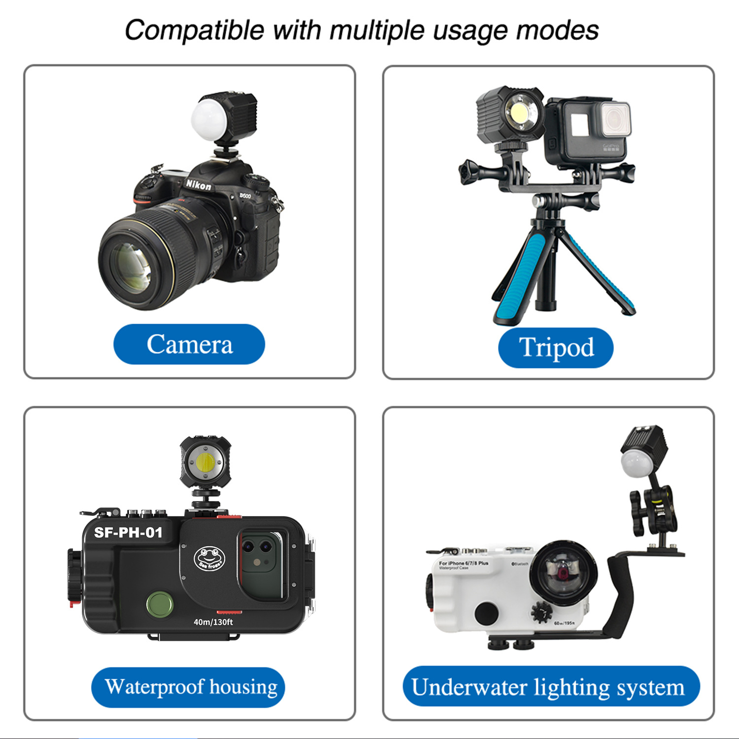 Seafrogs Diving Waterproof Fill Light Gopro Photography Light Led Outdoor Light Underwater Photography Light