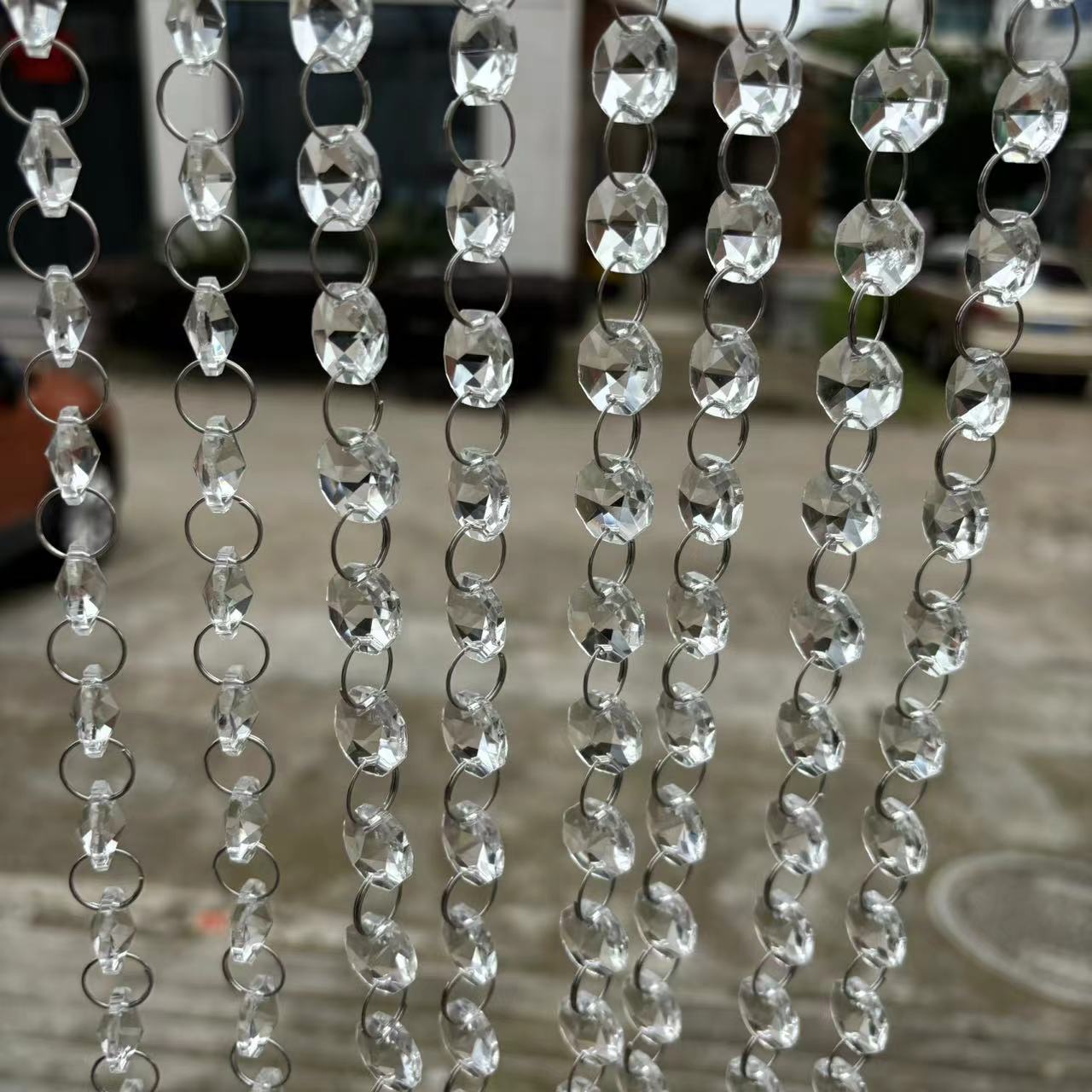 Acrylic Wedding Crystal Bead Curtain Bead Chain Wedding Scene Stage Ceiling Decoration Bead String Octagonal Bead Partition