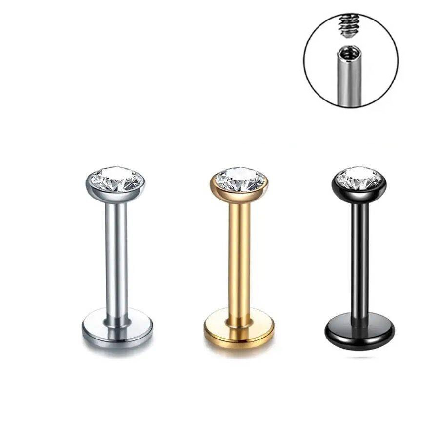 Stainless Steel Lip Nail with Diamond 2-3mm Zircon 1.0 Rod Basic Diamond Nose Nail Ear Bone Nail Piercing Jewelry