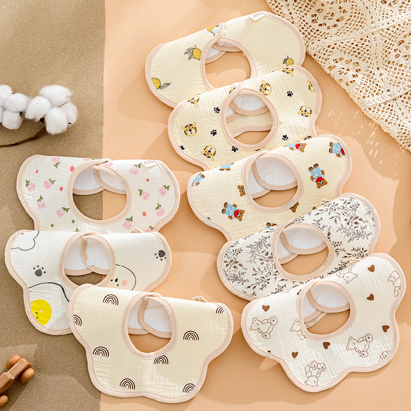 Pure Cotton Baby Saliva Napkin Male Baby Bib Pure Cotton Waterproof Saliva Napkin Newborn Rice Pocket Bib