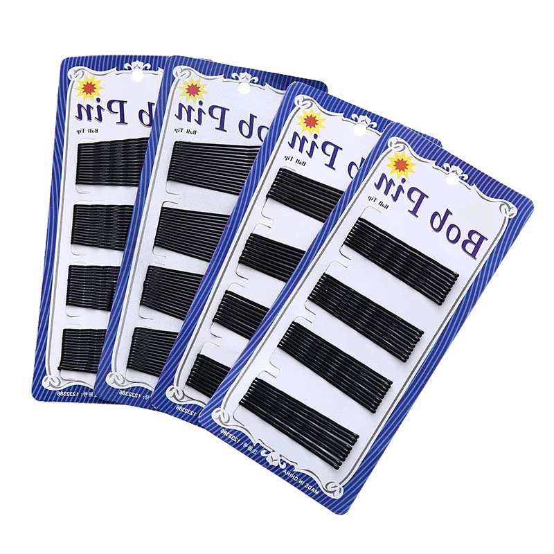 Black One-Word Hairpin Spray-Painted Edge Bangs Hairpin Invisible Headwear Wavy Hair Fixed U-Shaped Clip 10 Cards