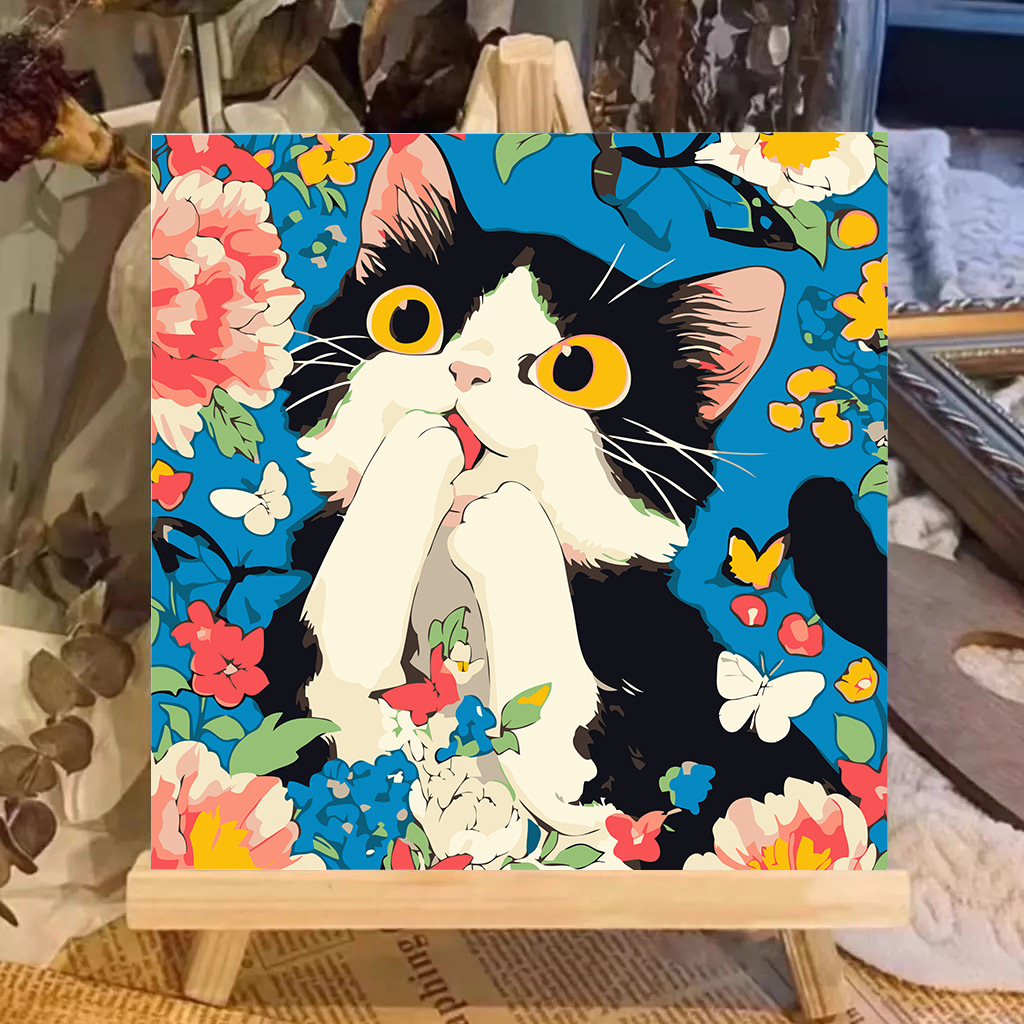 Kitten Digital Oil Painting DIY Coloring Cute Cartoon Animals Handmade Kidsren Simple Oil Painting Decoration Wholesale