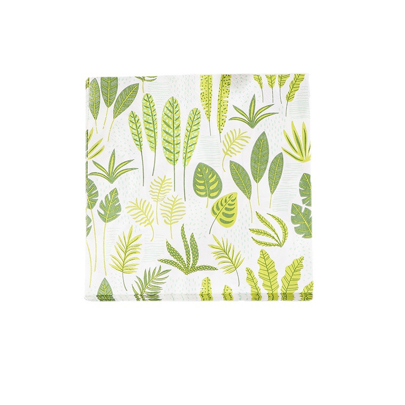 Factory direct supply spot new leaves color printing napkin paper towel Western restaurant bakery for facial tissue