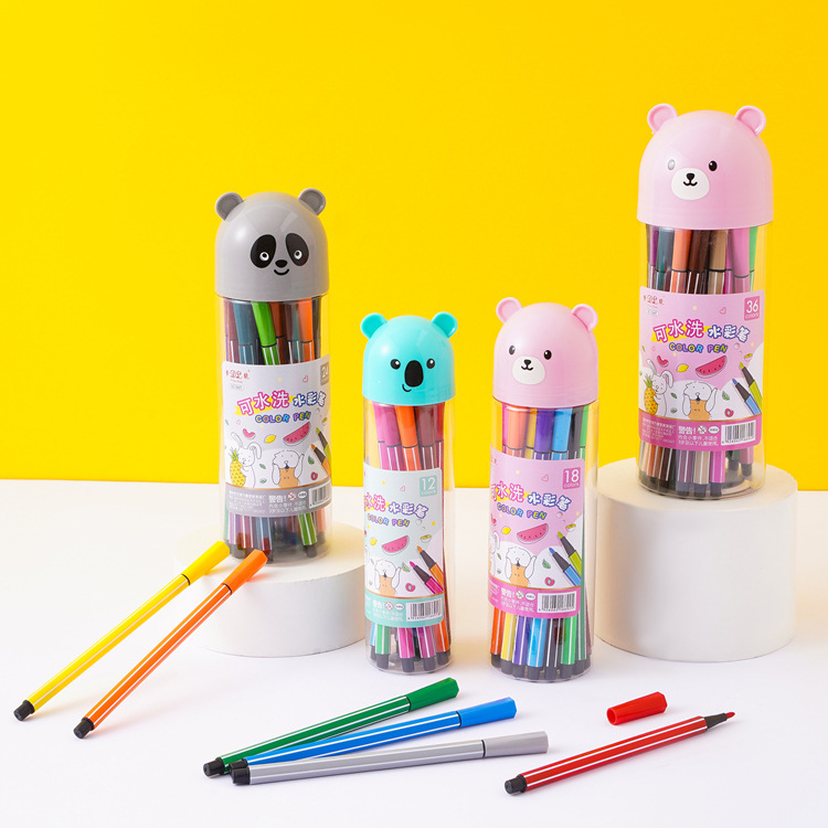 Канцтовары для детей Граффити Рисовальный Маркер Мягкий Баррель 12 Цветов Смываемый Акварельный Маркер Кисть Оптовая Продажа Ручная Роспись Творчество