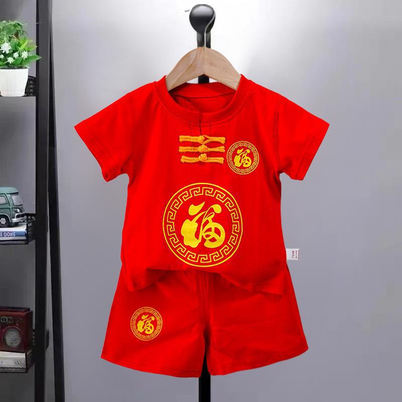 Короткий рукав для детей Летний тонкий детский комплект Футболка с коротким рукавом Летний новый таньский костюм
